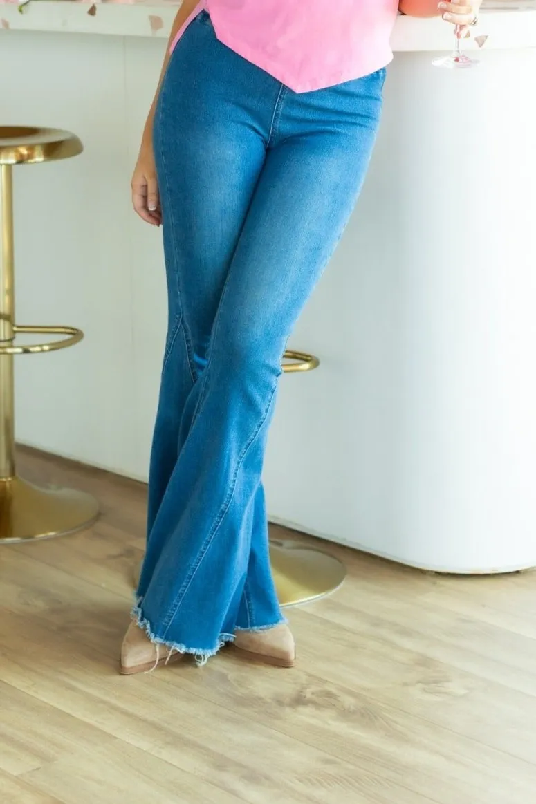 The Jolene Mid Wash High Flare Jeans