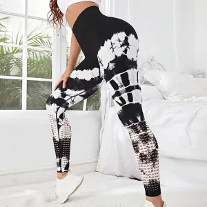 Tie Dyed High Waist Fitness Gym Legging with Hollow Out Design