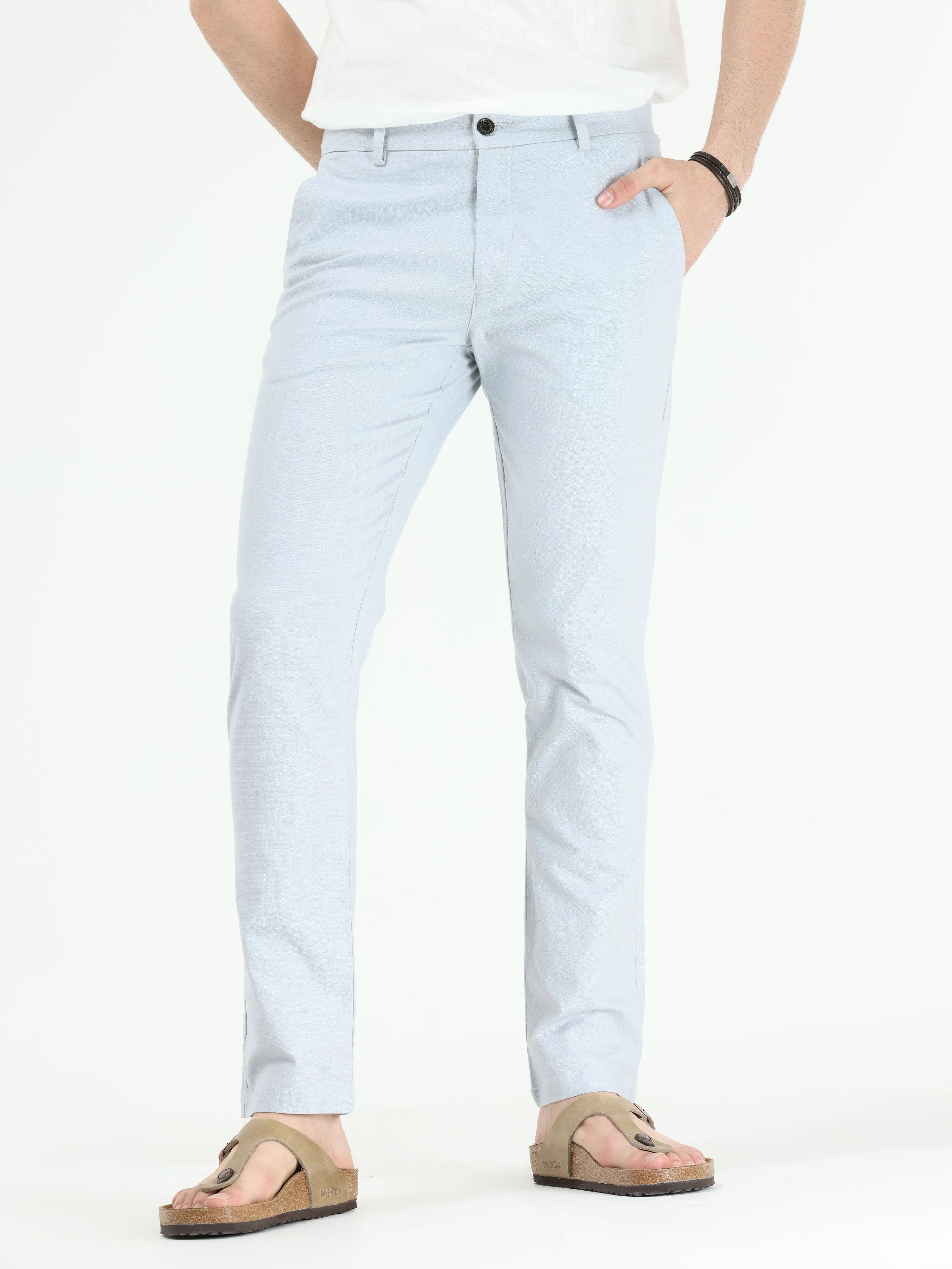 Timeless Cotton Sky Blue Linen Chino