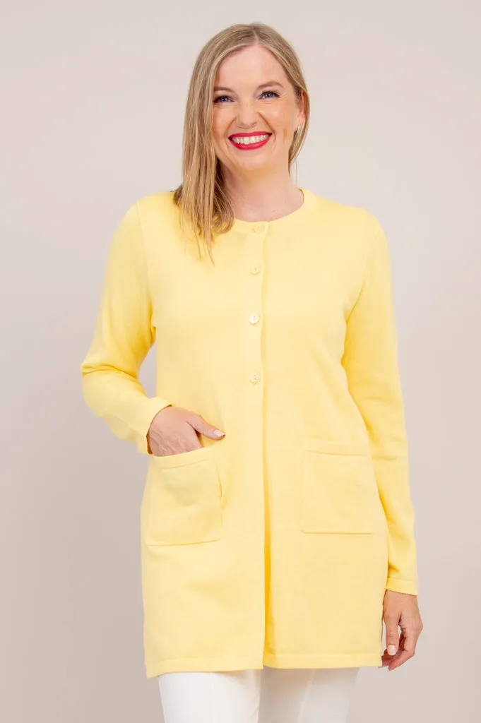 Tommy Cardigan, Yellow, Cotton