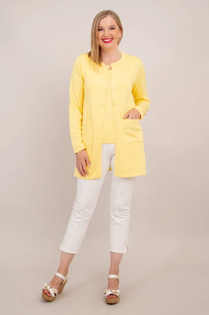 Tommy Cardigan, Yellow, Cotton