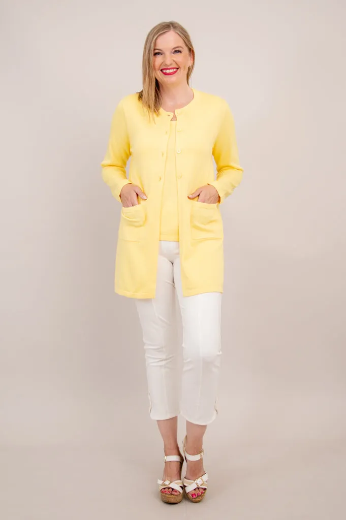 Tommy Cardigan, Yellow, Cotton