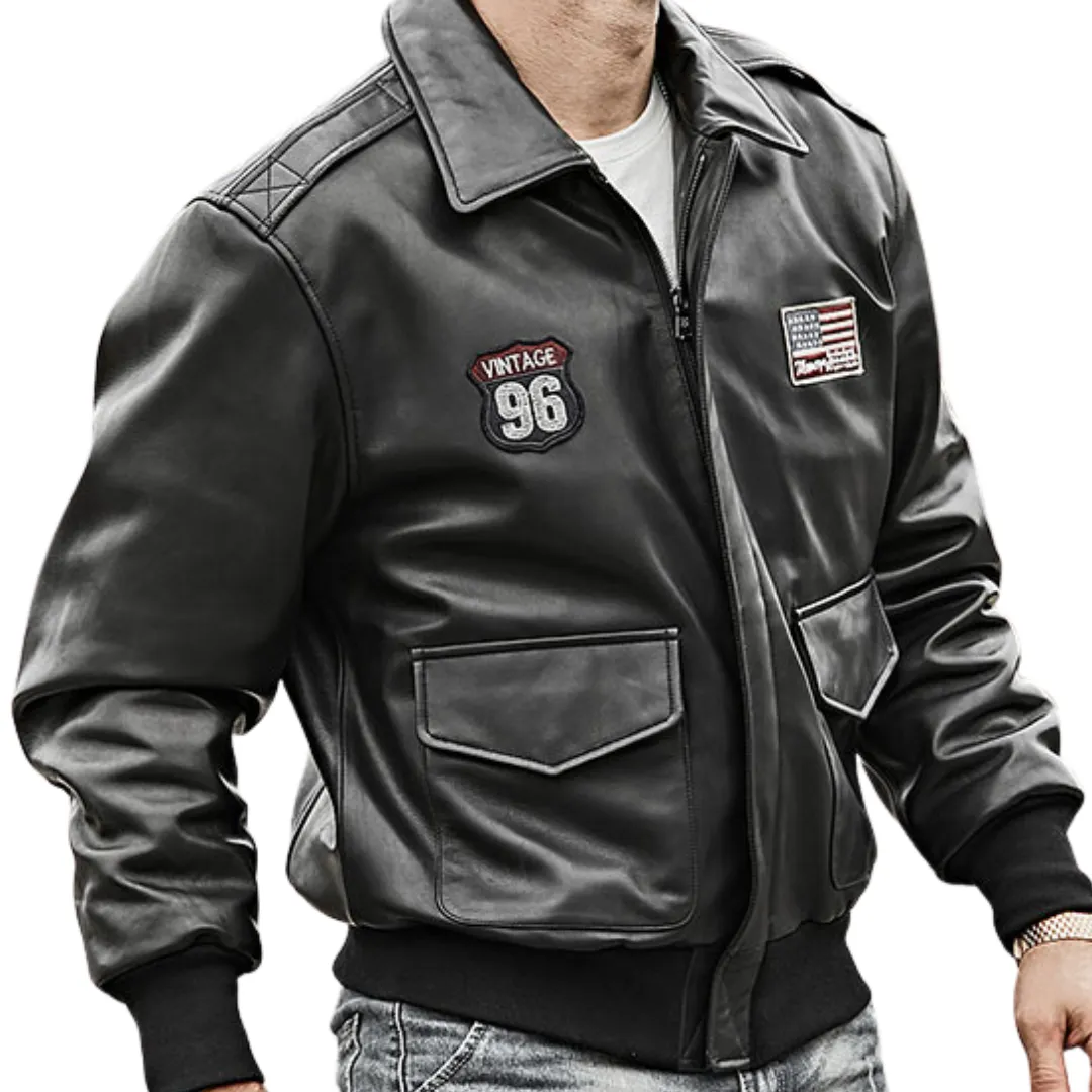 Top G Style Genuine Lambskin Bomber Leather Jacket For Men Air Force Style Jacket With Style And Comfort