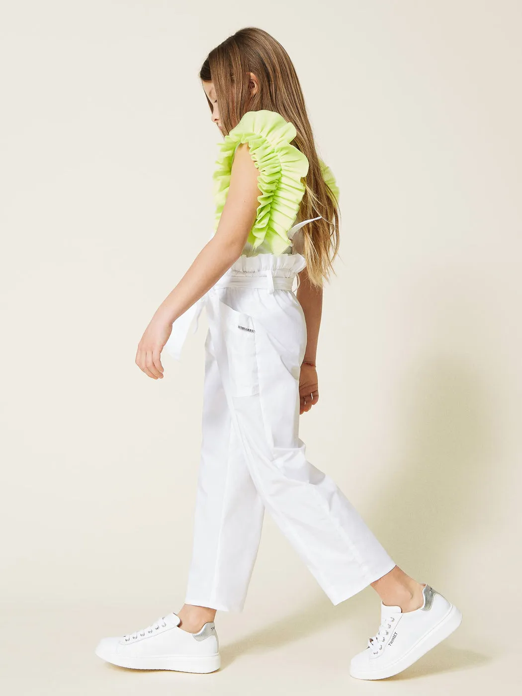 TWINSET Girl's Poplin trousers with braces-221GJ2024