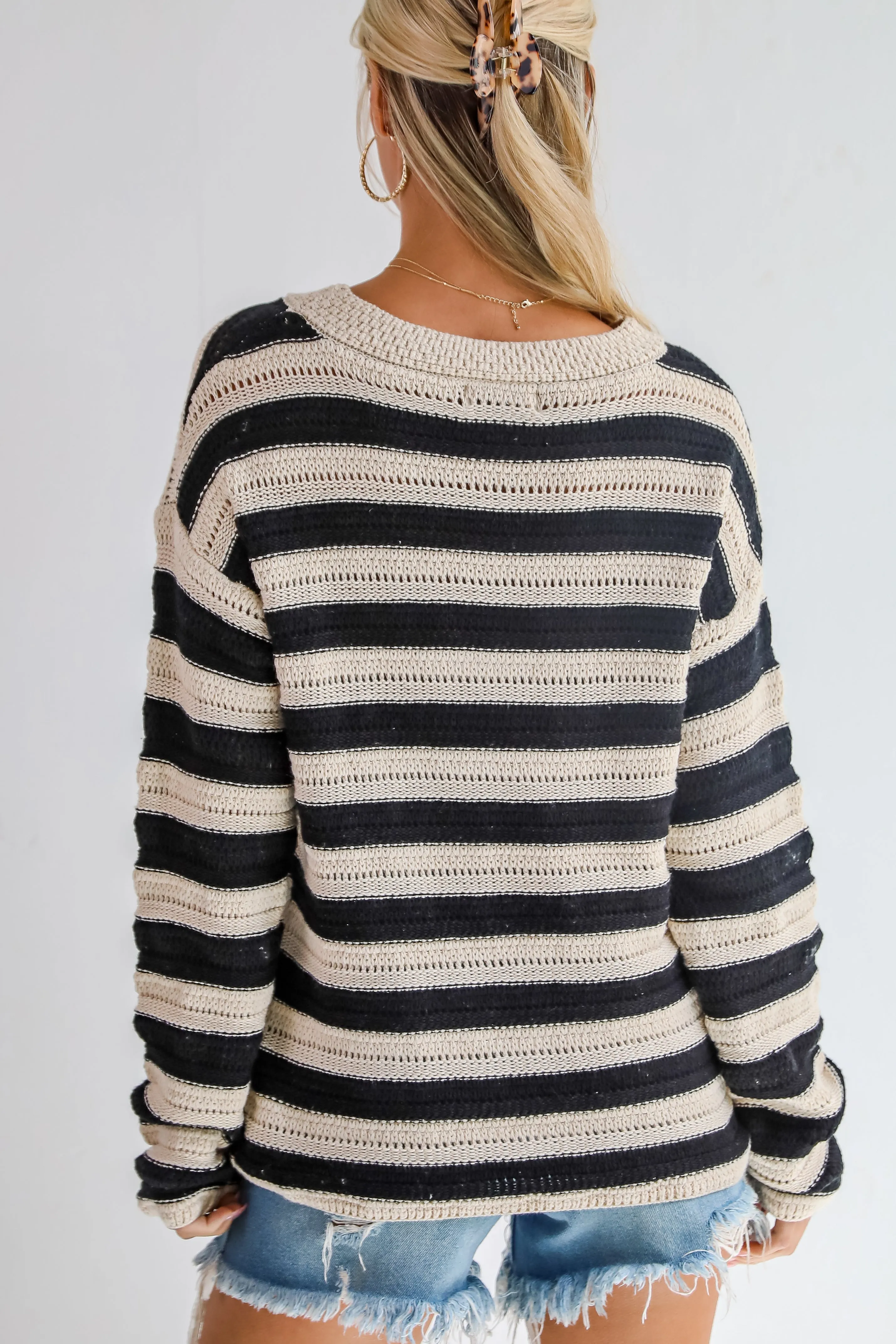 Ultimate Coziness Black Striped Sweater