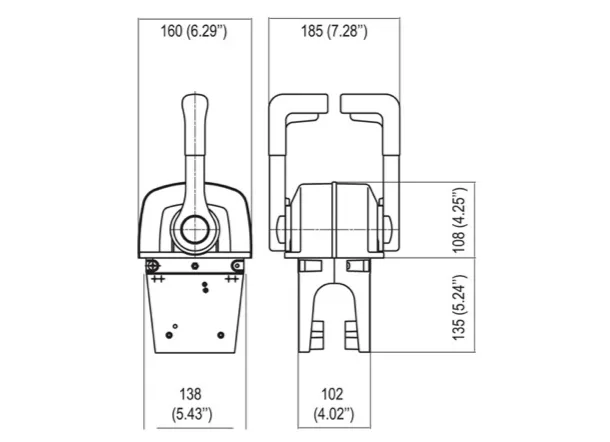 Ultraflex Twin Lever Top Mount Control - Chrome