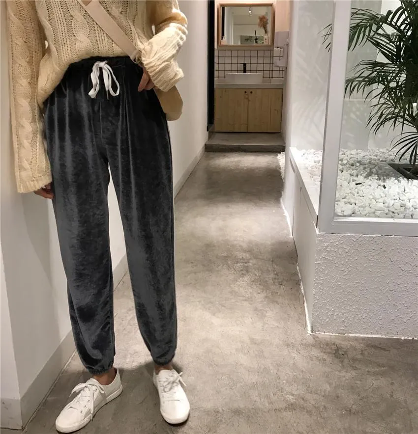 Velvet Side Double White Stripe Oversized Pants