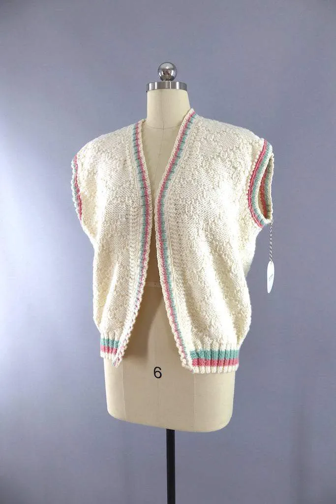 Vintage Ivory Knit Sweater Vest