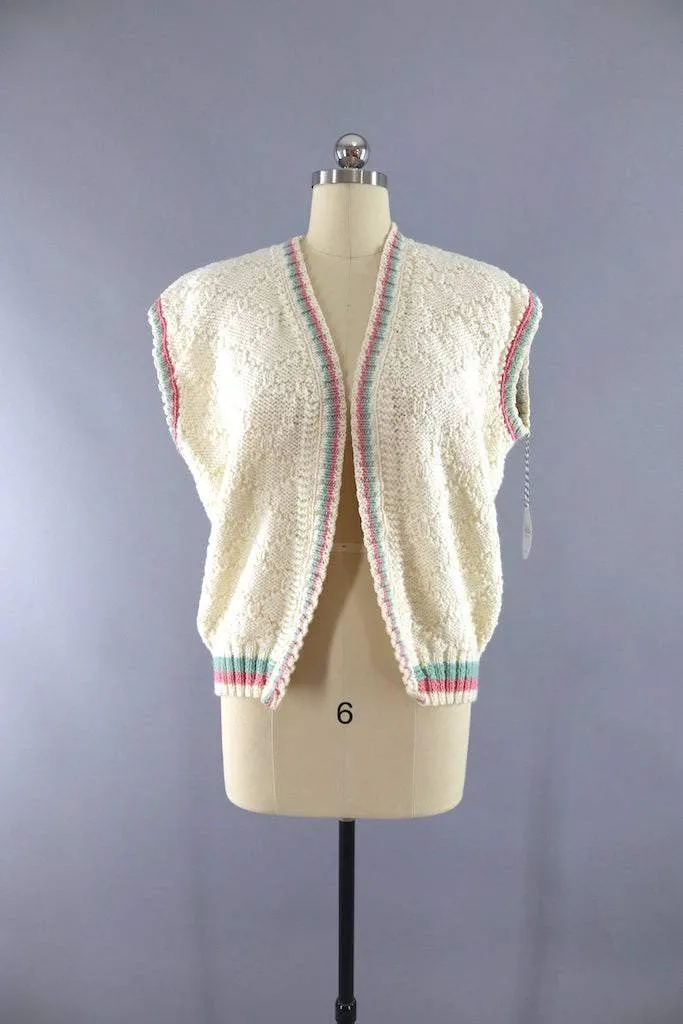 Vintage Ivory Knit Sweater Vest