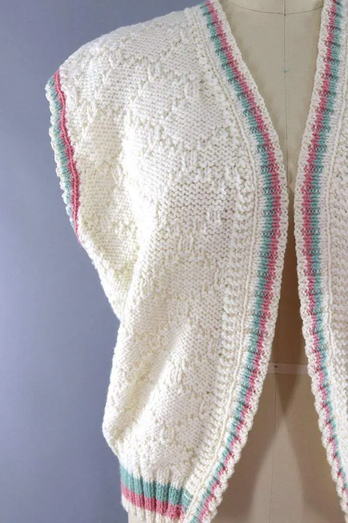 Vintage Ivory Knit Sweater Vest