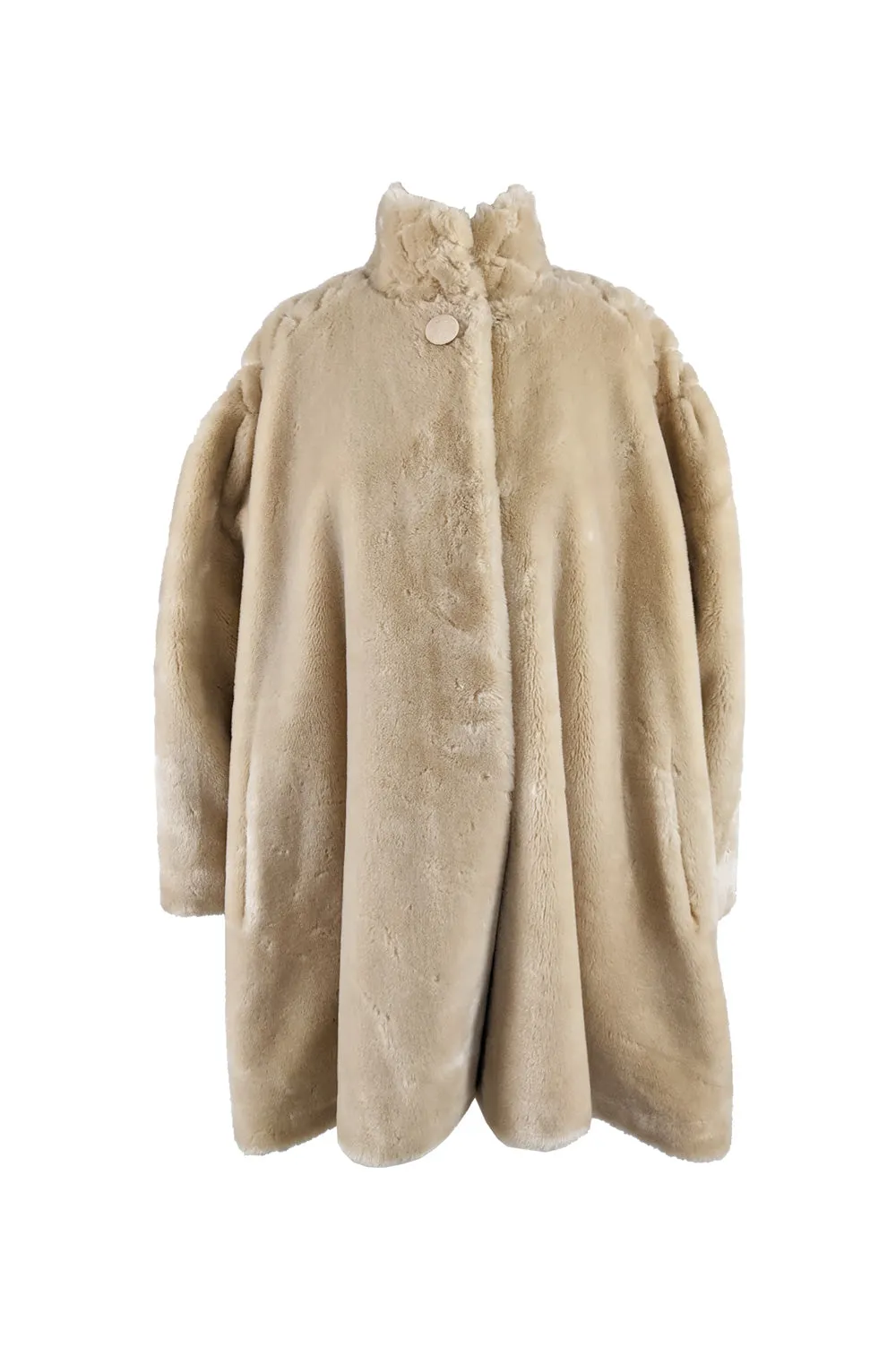 Vintage Oversized Blonde Faux Fur Trapeze Coat, 1980s