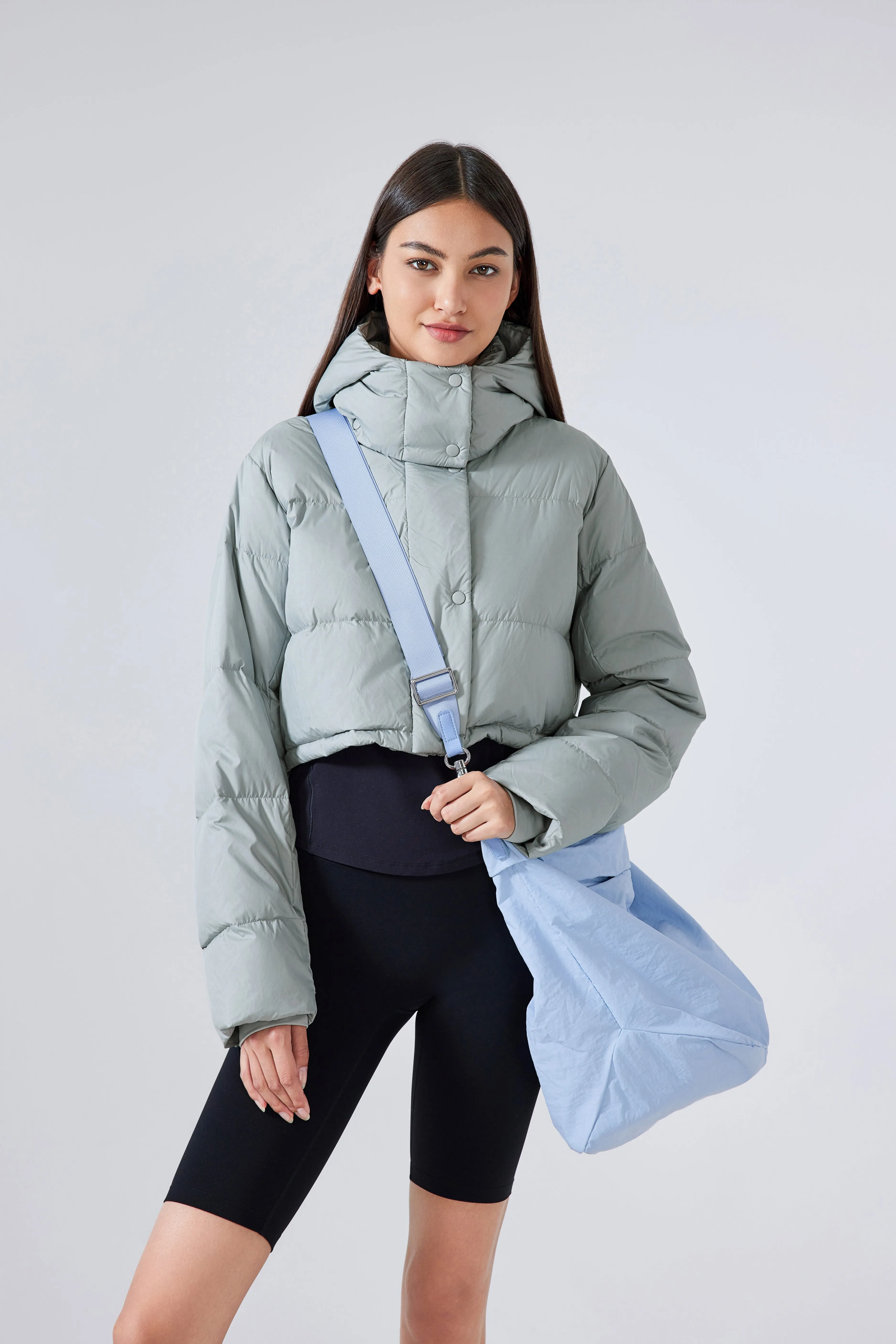 Waterproof, Windproof & Sun Protection Cropped Street Puffer Jacket With Removable Hood & Hidden Pockets