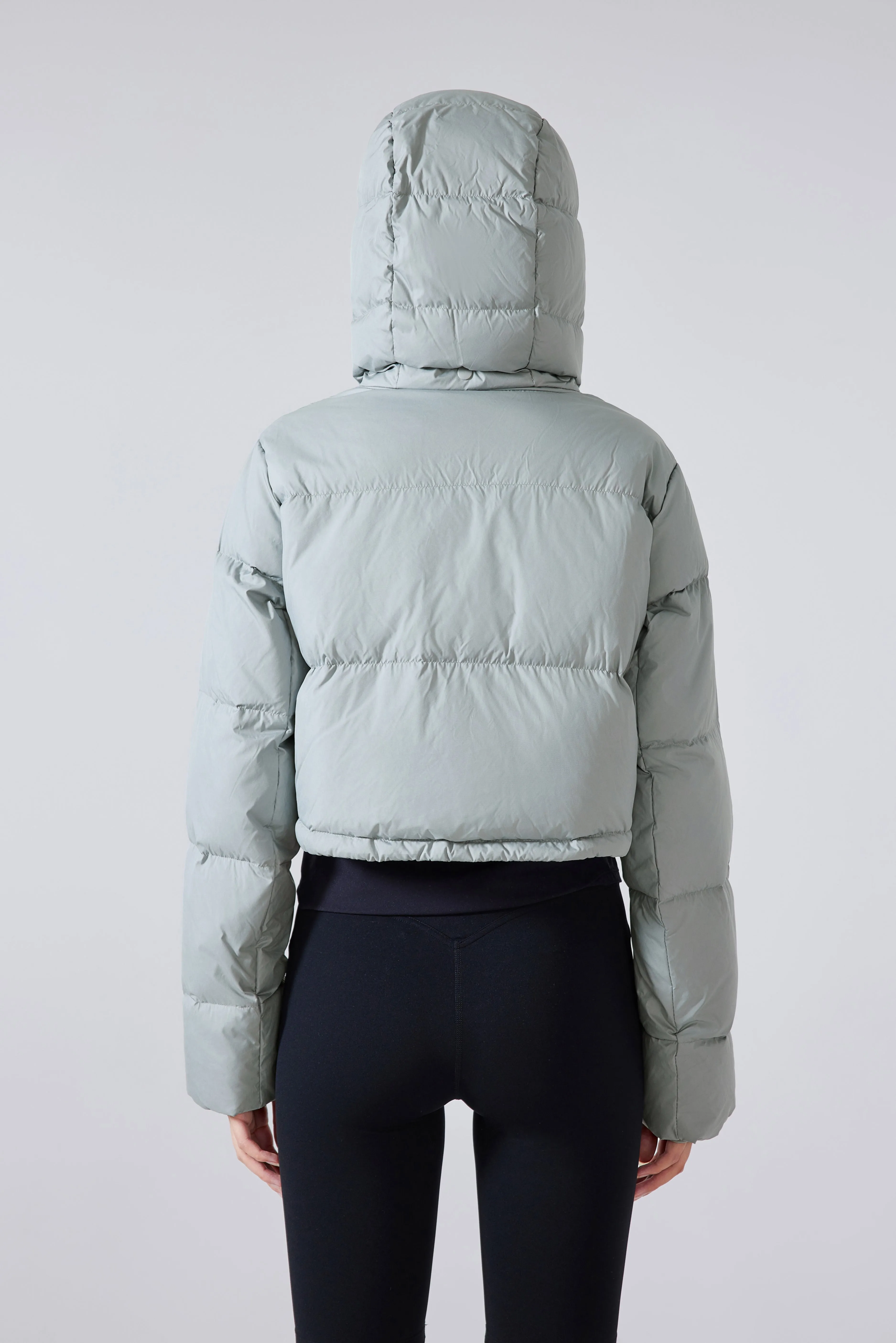 Waterproof, Windproof & Sun Protection Cropped Street Puffer Jacket With Removable Hood & Hidden Pockets