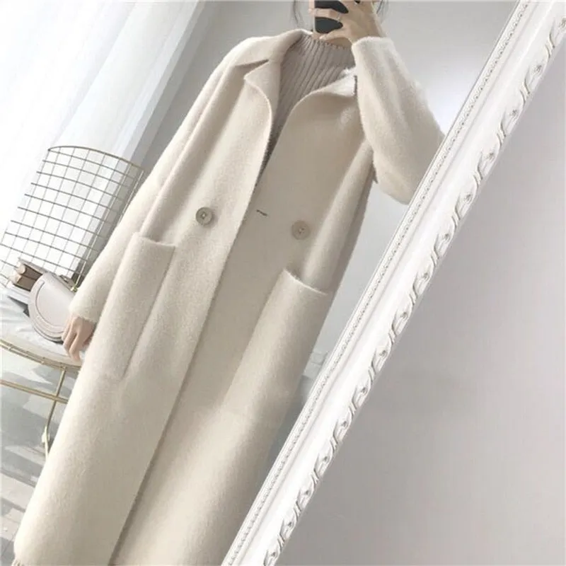 Wenkouban  British Double Breasted Oversized Long Trench Coat Women Windbreaker Fashion Female Turn-down Collar Long Overcoats Casual top