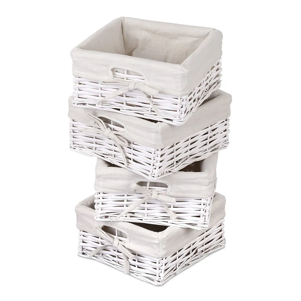 White 5 Basket Storage Unit Drawers Cabinet Bedroom Cupboard