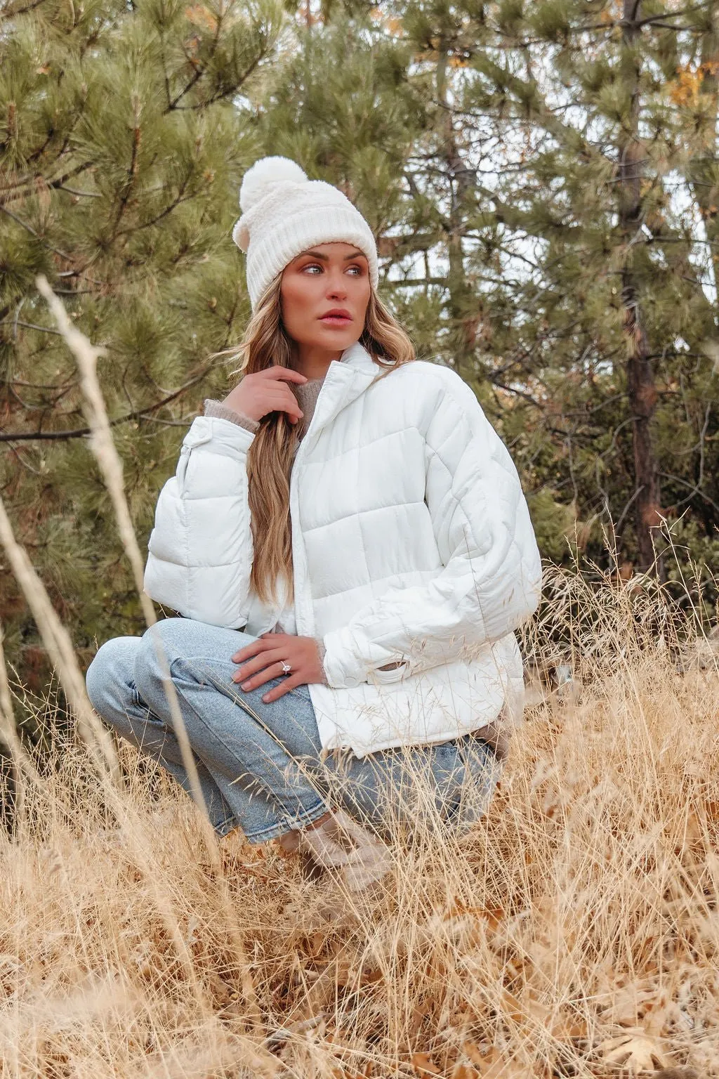 White Zip Up Puffer Jacket