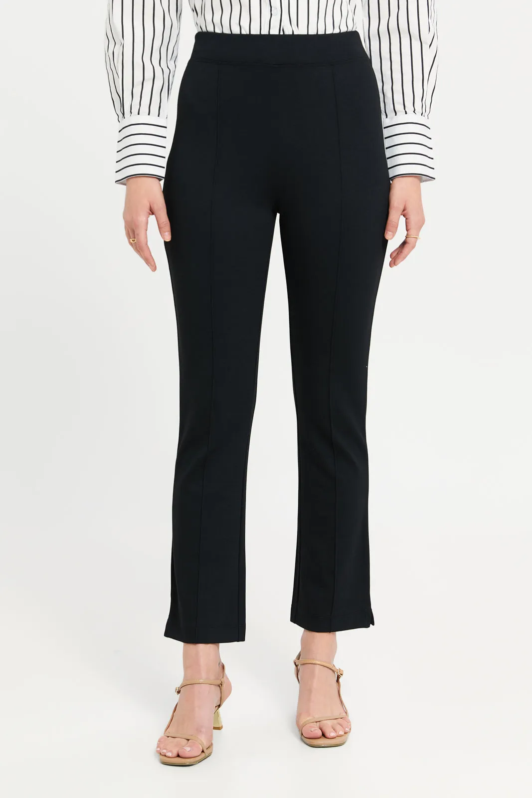 Women Black Flare Trousers