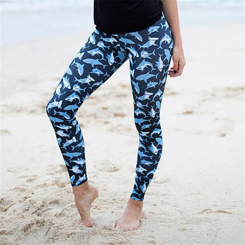 Women Legging: Shark Pattern