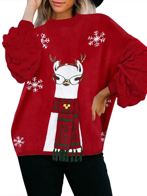 Women Ugly Christmas Sweater Snowman and Snowflake