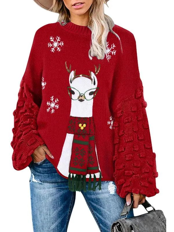 Women Ugly Christmas Sweater Snowman and Snowflake