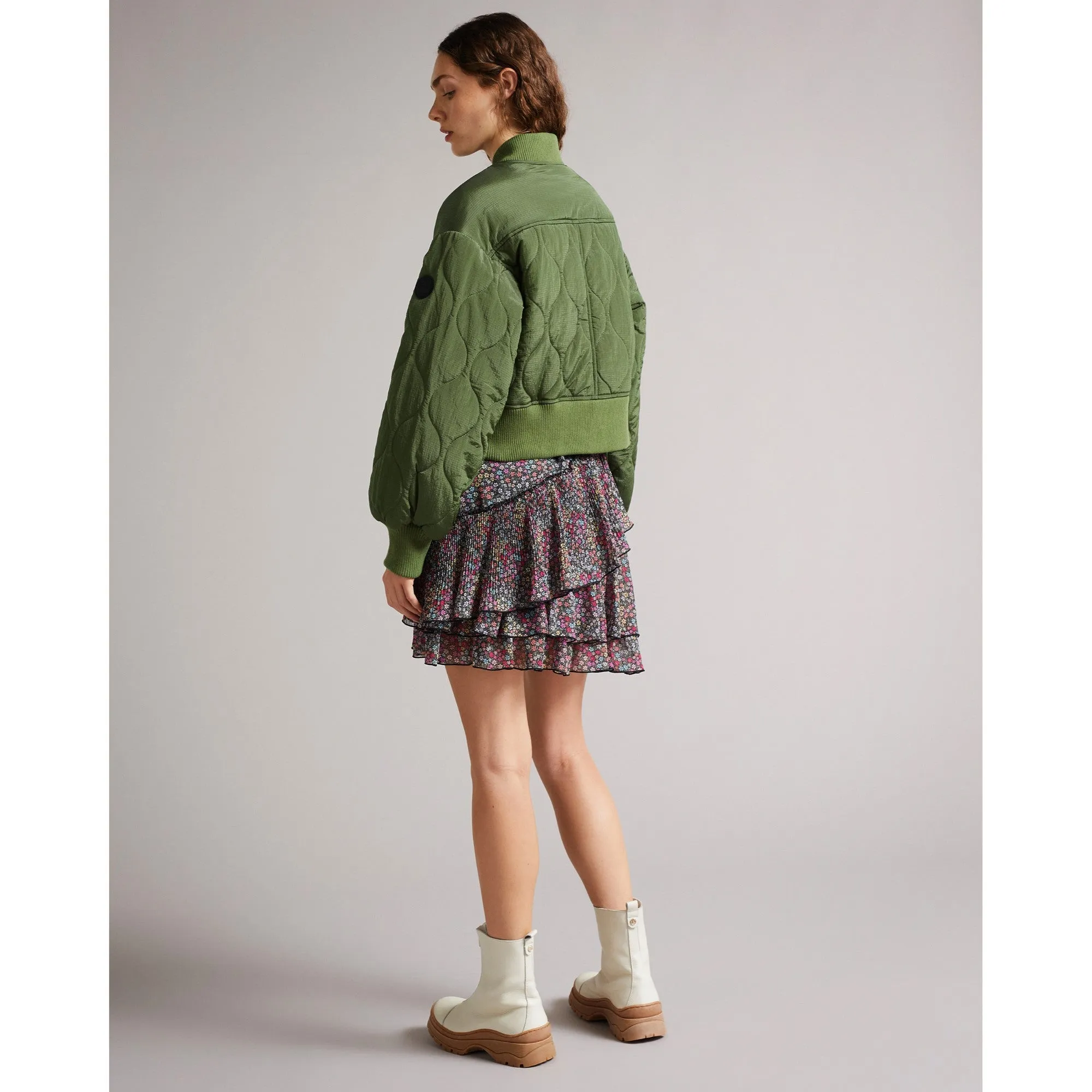 Women Wmo-Aelexis-Onion Quilted Bomber Jacket - Green