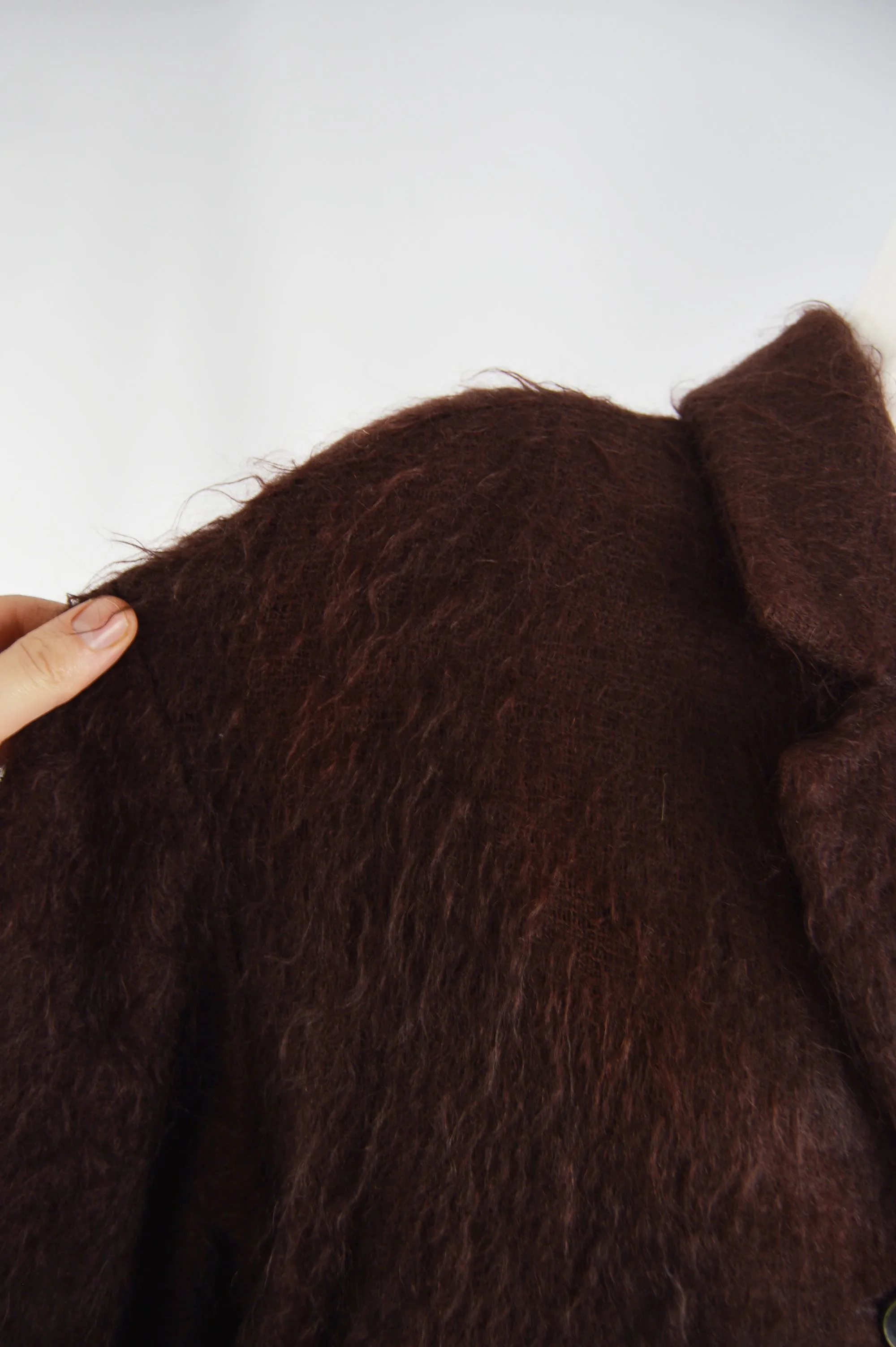 Womens Brown Vintage Mohair & Wool Oversized Coat, 1980s