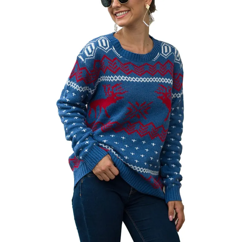 Women's Snowflake Long-sleeve Pullover Sweater