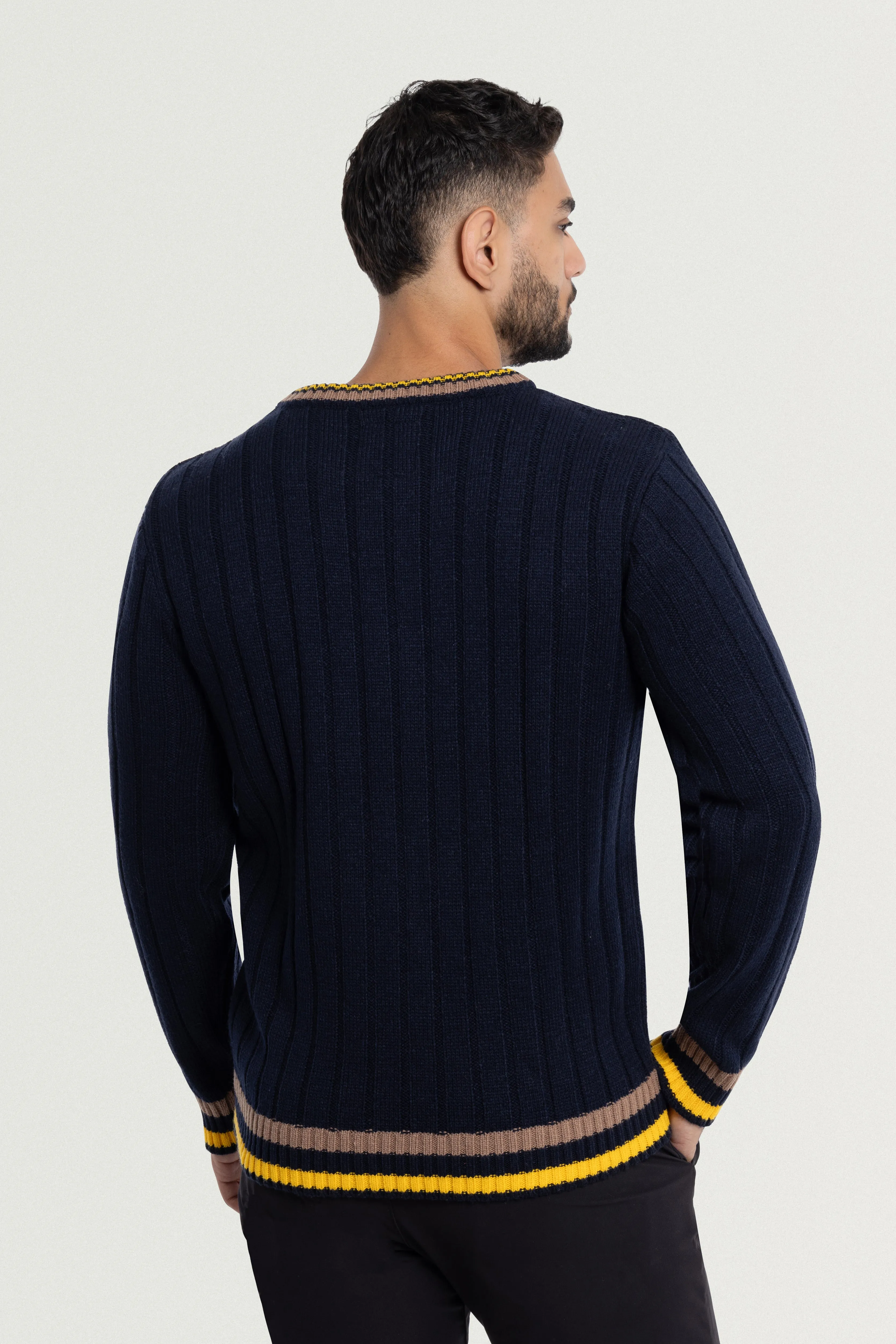 X RAY Men's Cable Knit Middleweight Soft Tipped V-Neck Sweater Regular and Big & Tall