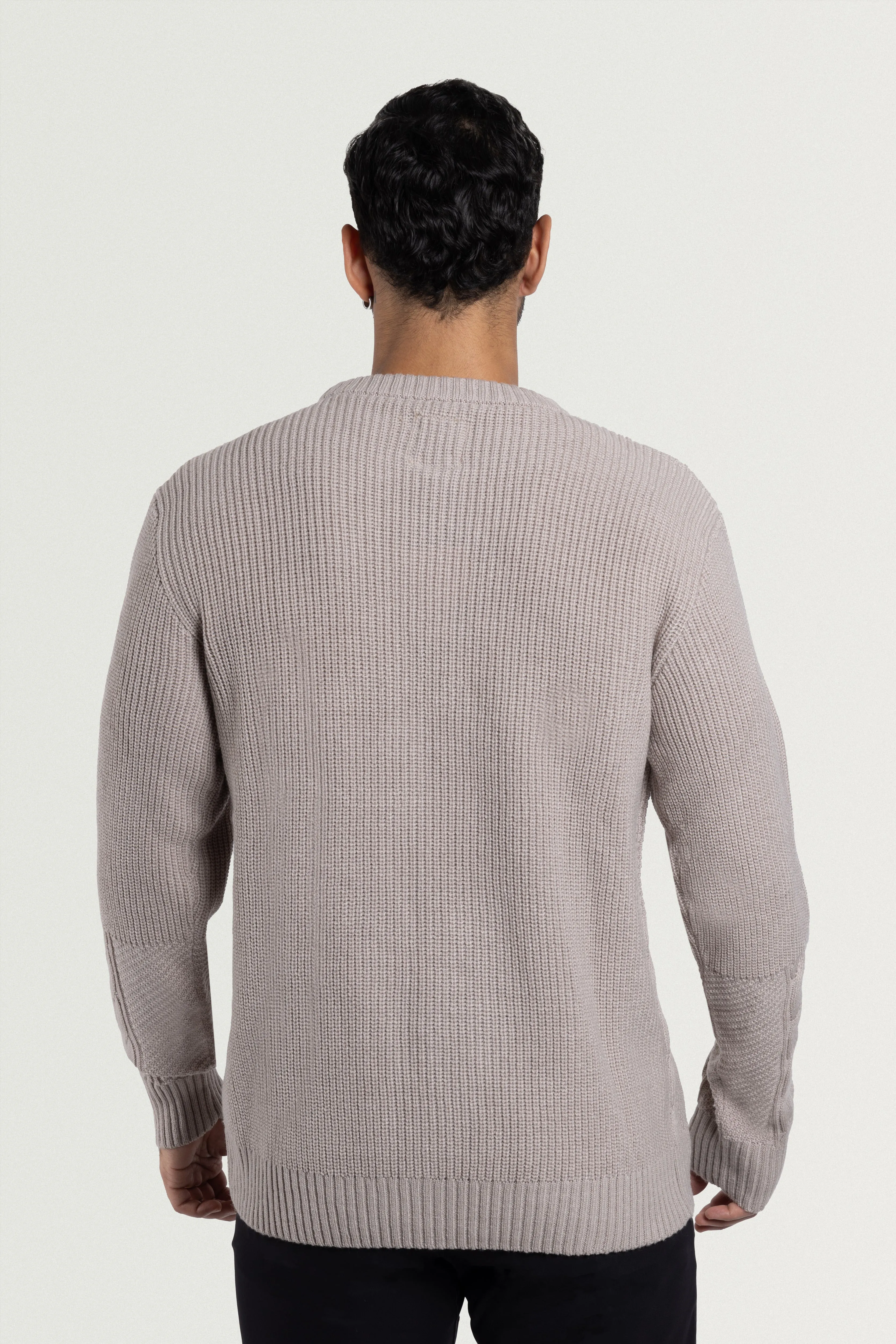 X RAY Men's Crewneck Mixed Texture Cable Knit Sweater