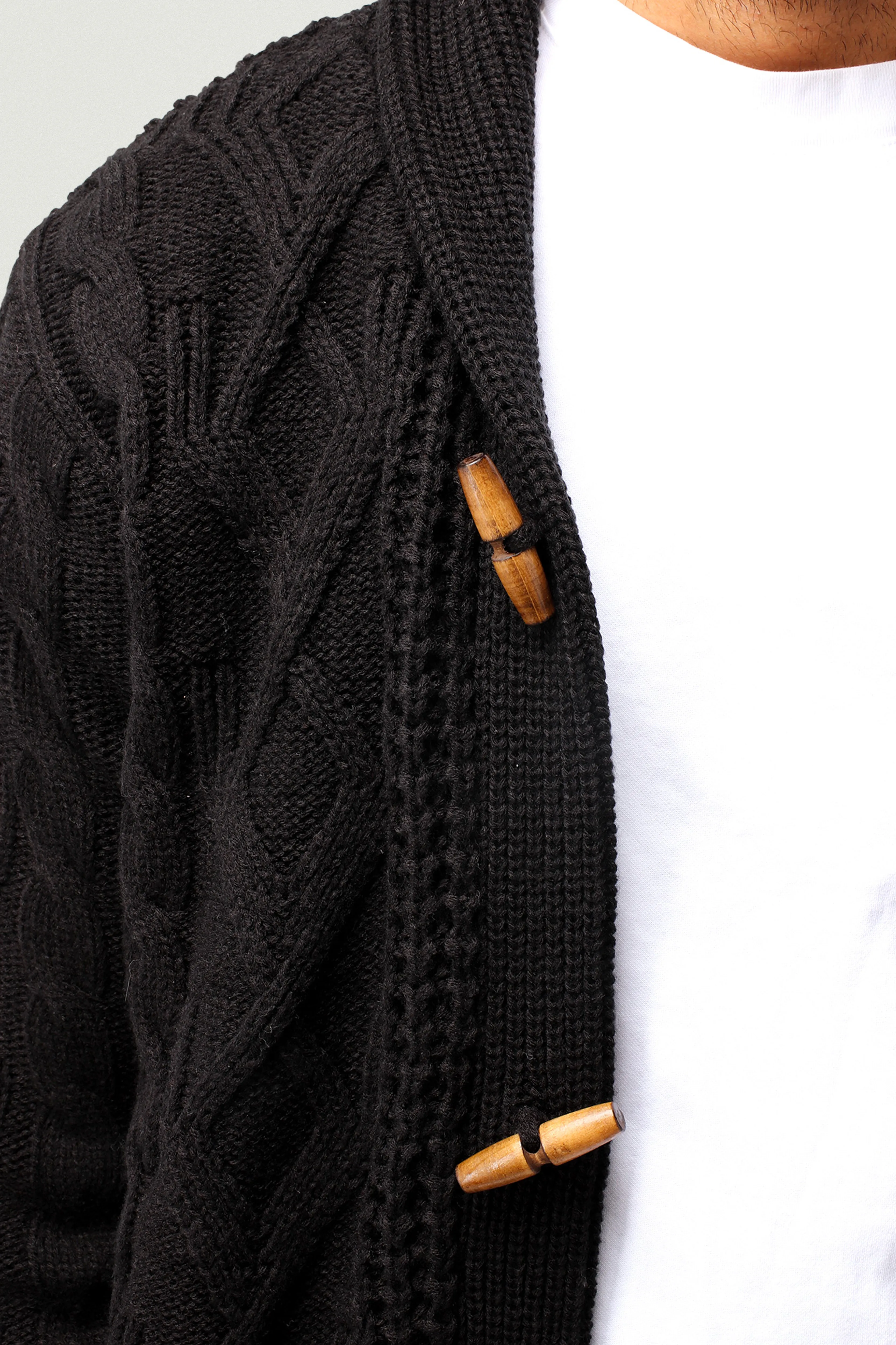 X RAY Men's Faux Shearling Waffle Knitted Shawl Collar Cable Knit Cardigan Sweater Big & Tall Available