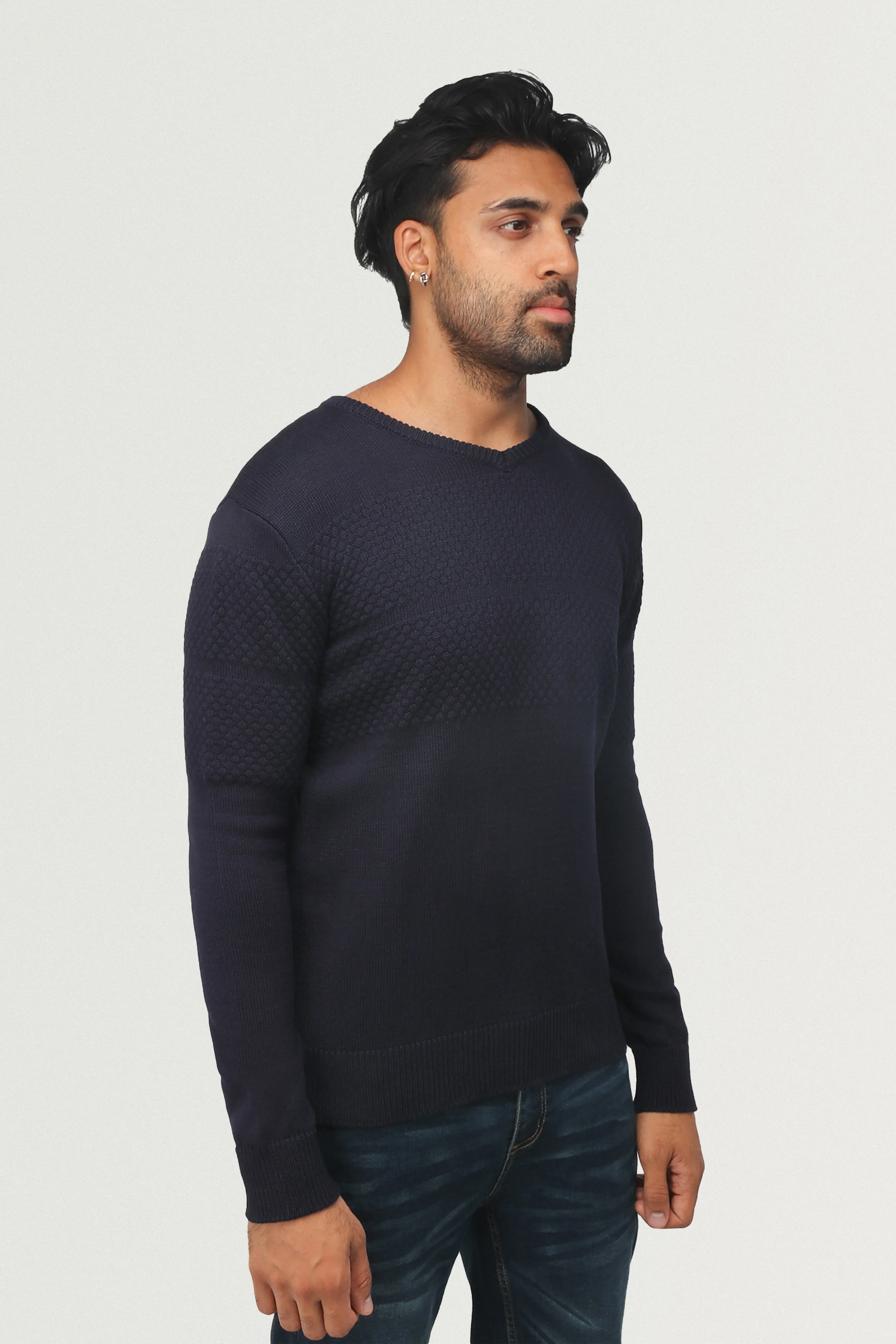 X RAY Men's Honeycomb V-neck Knit Sweater