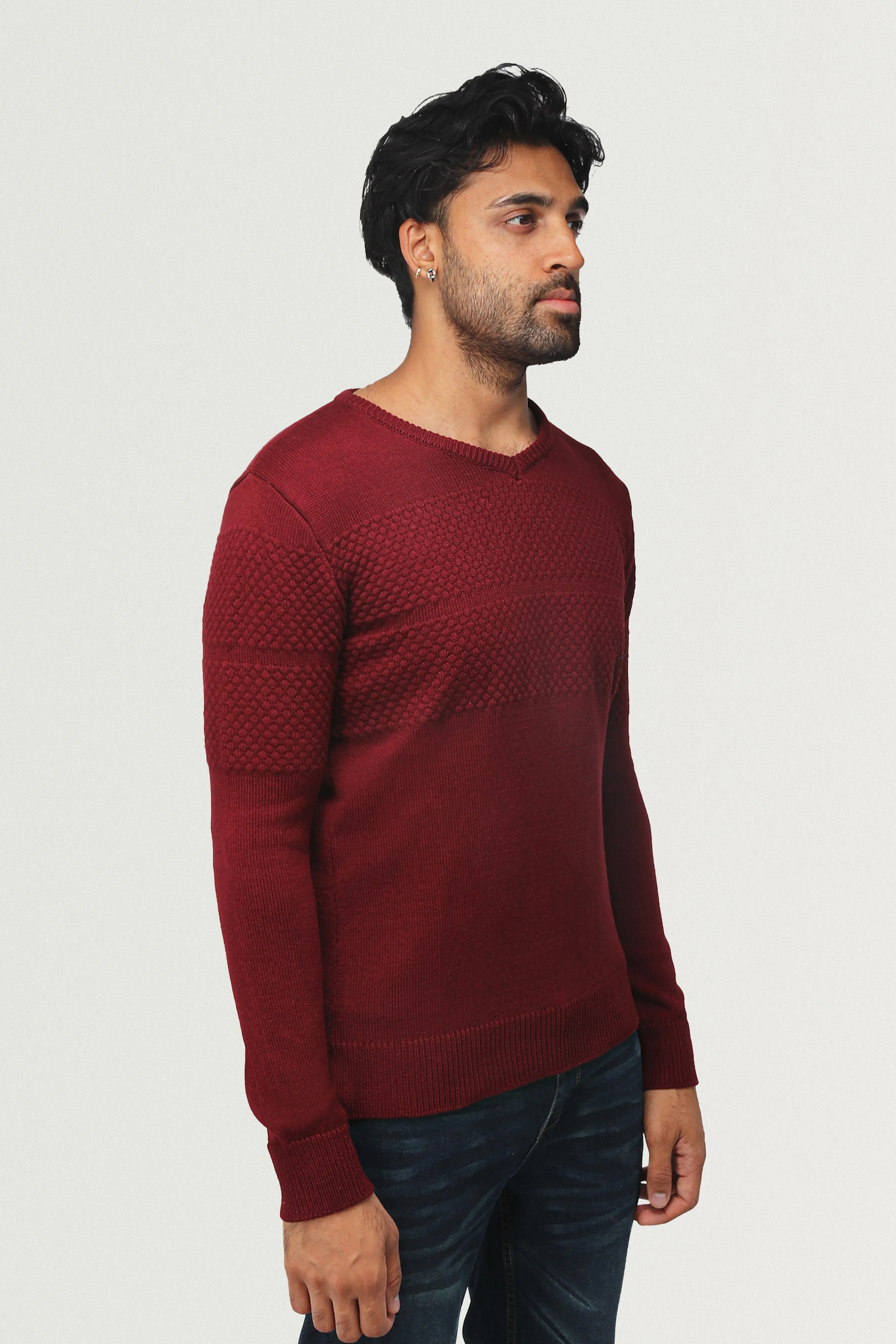 X RAY Men's Honeycomb V-neck Knit Sweater