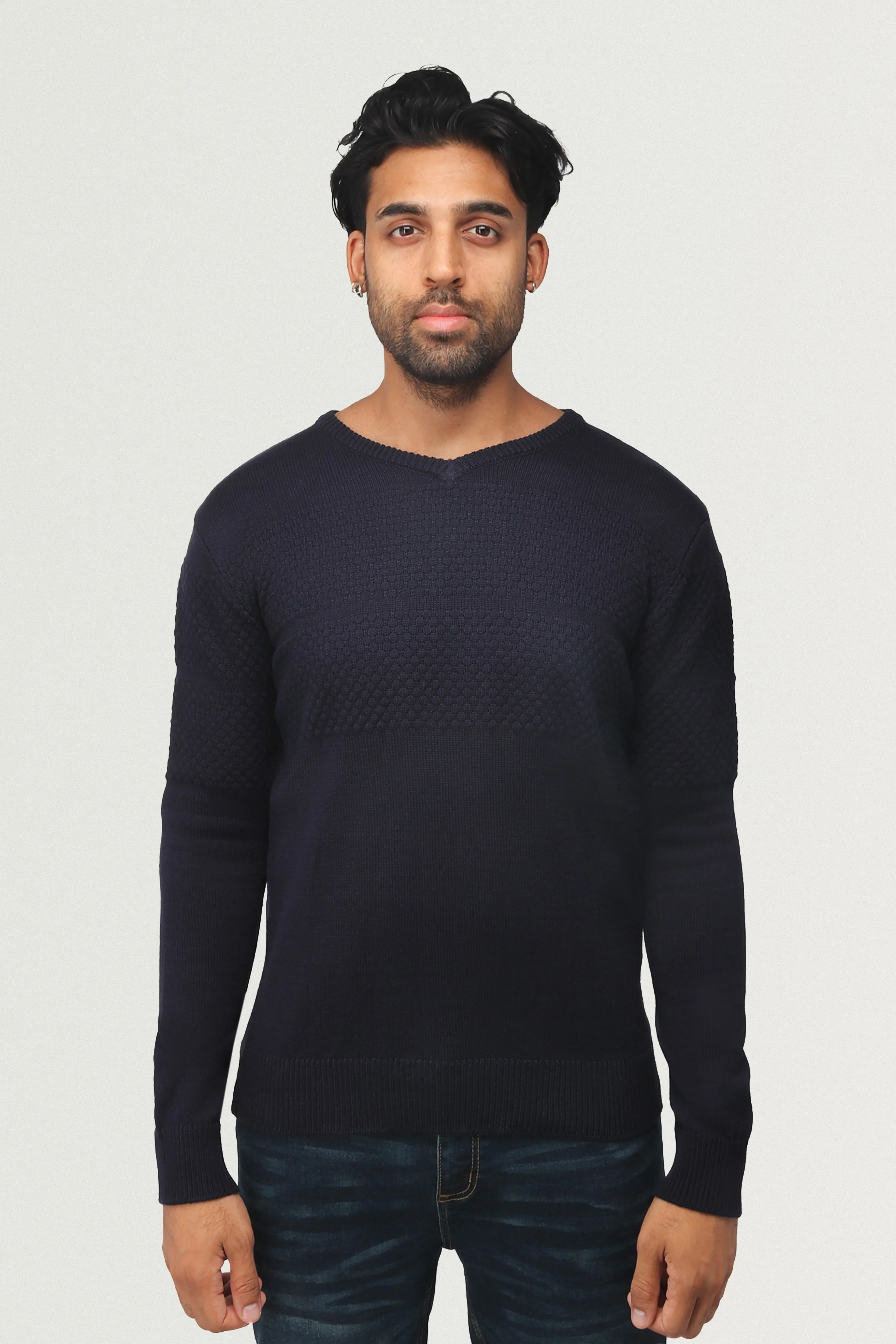 X RAY Men's Honeycomb V-neck Knit Sweater