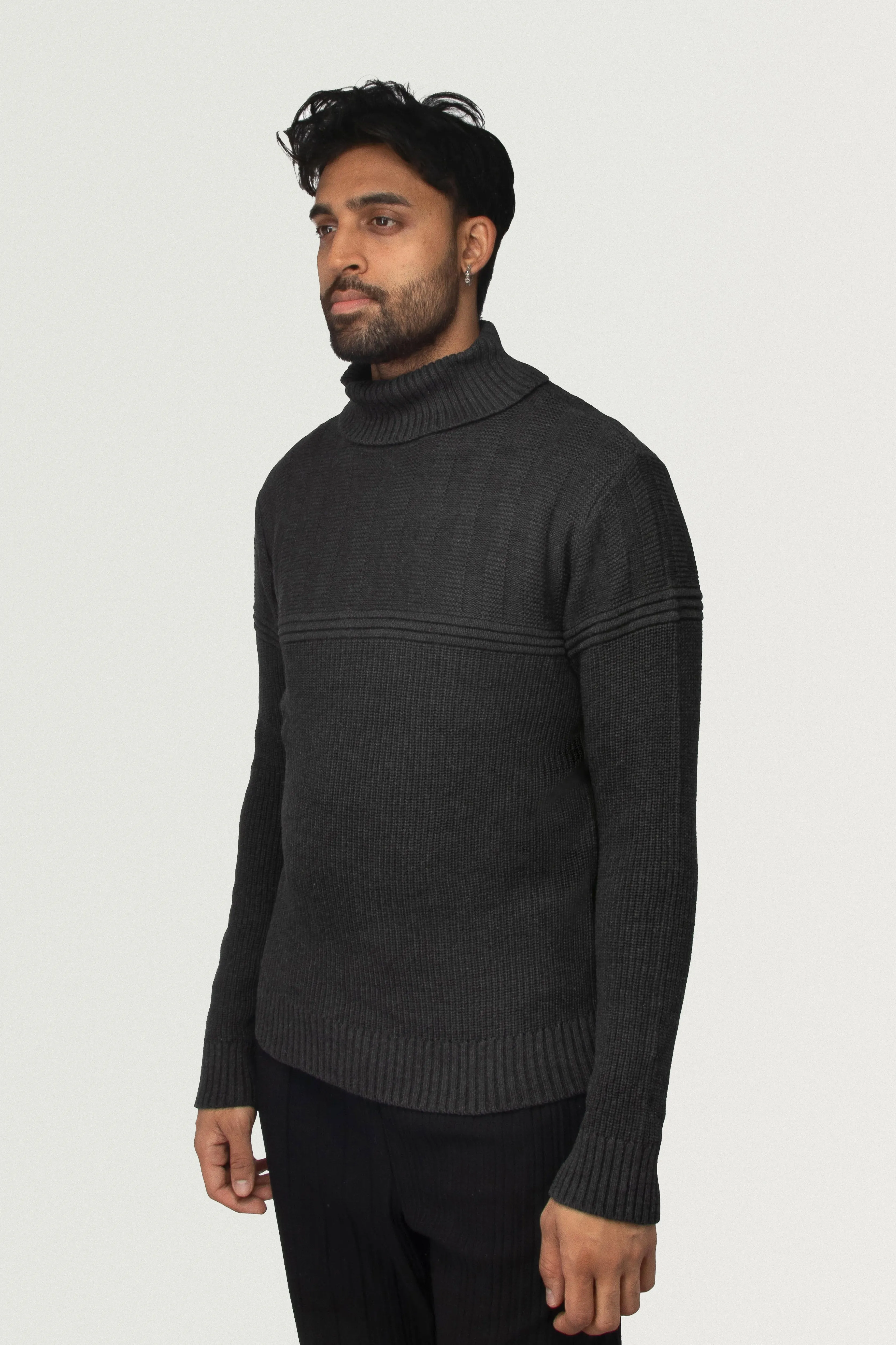 X RAY Men's Ribbed Pattern Turtleneck Fashion Sweater