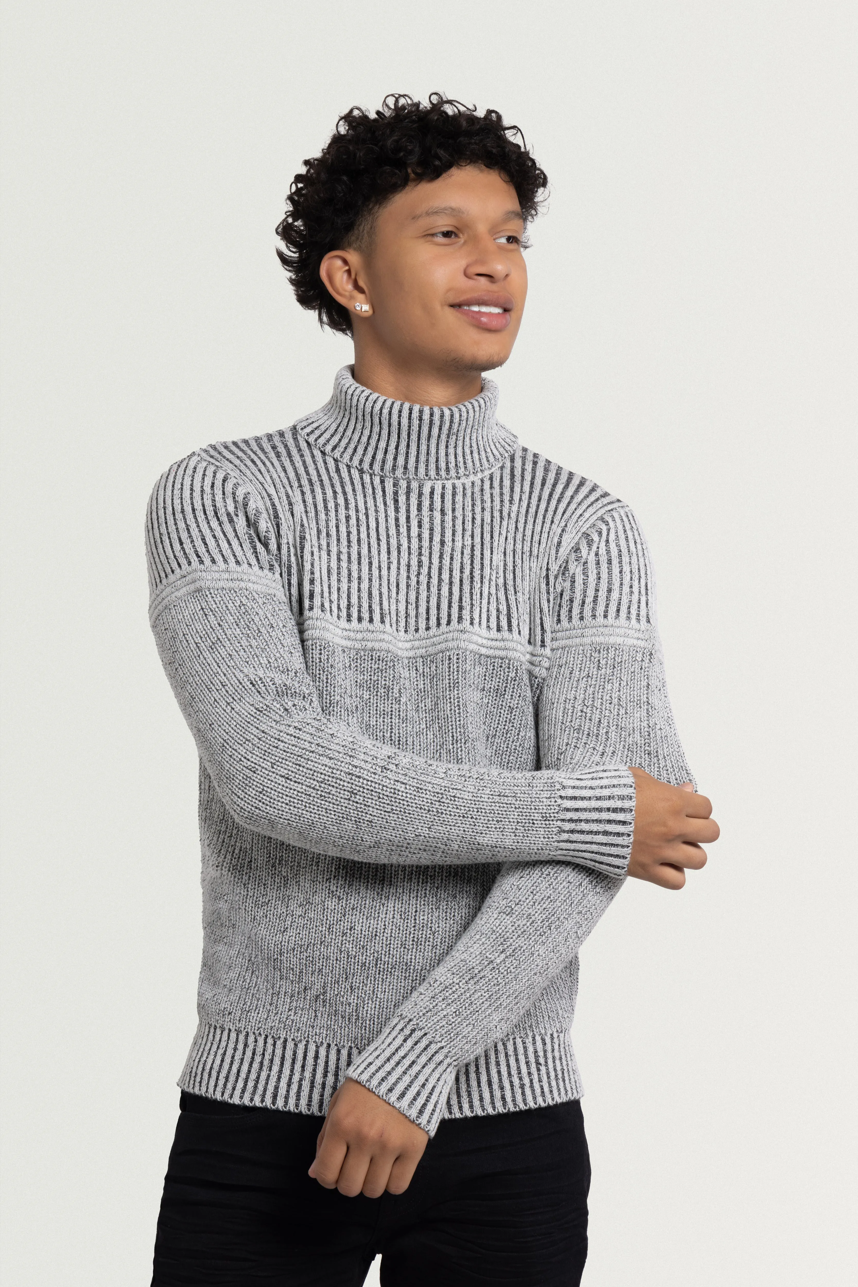 X RAY Men's Ribbed Pattern Turtleneck Fashion Sweater