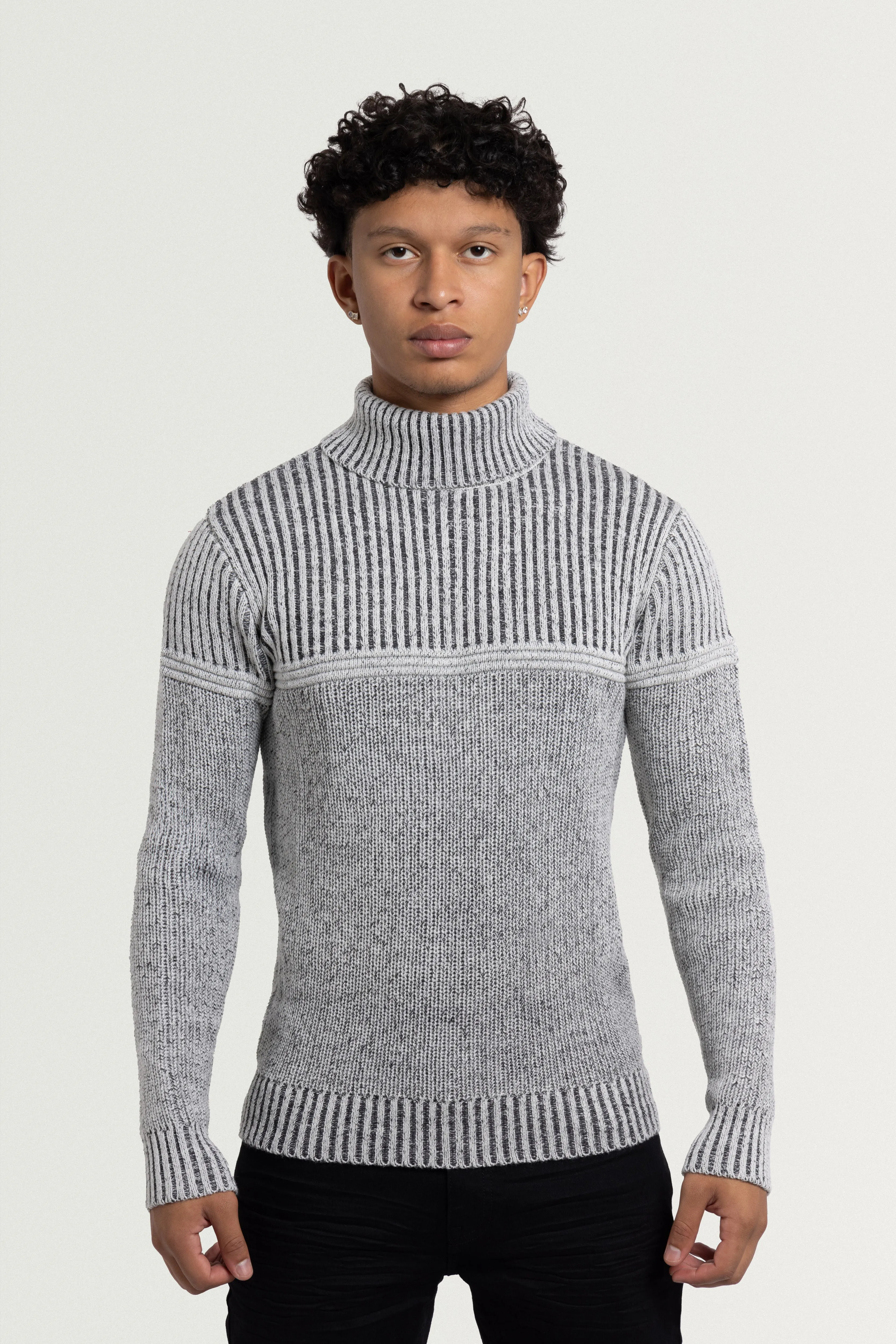 X RAY Men's Ribbed Pattern Turtleneck Fashion Sweater