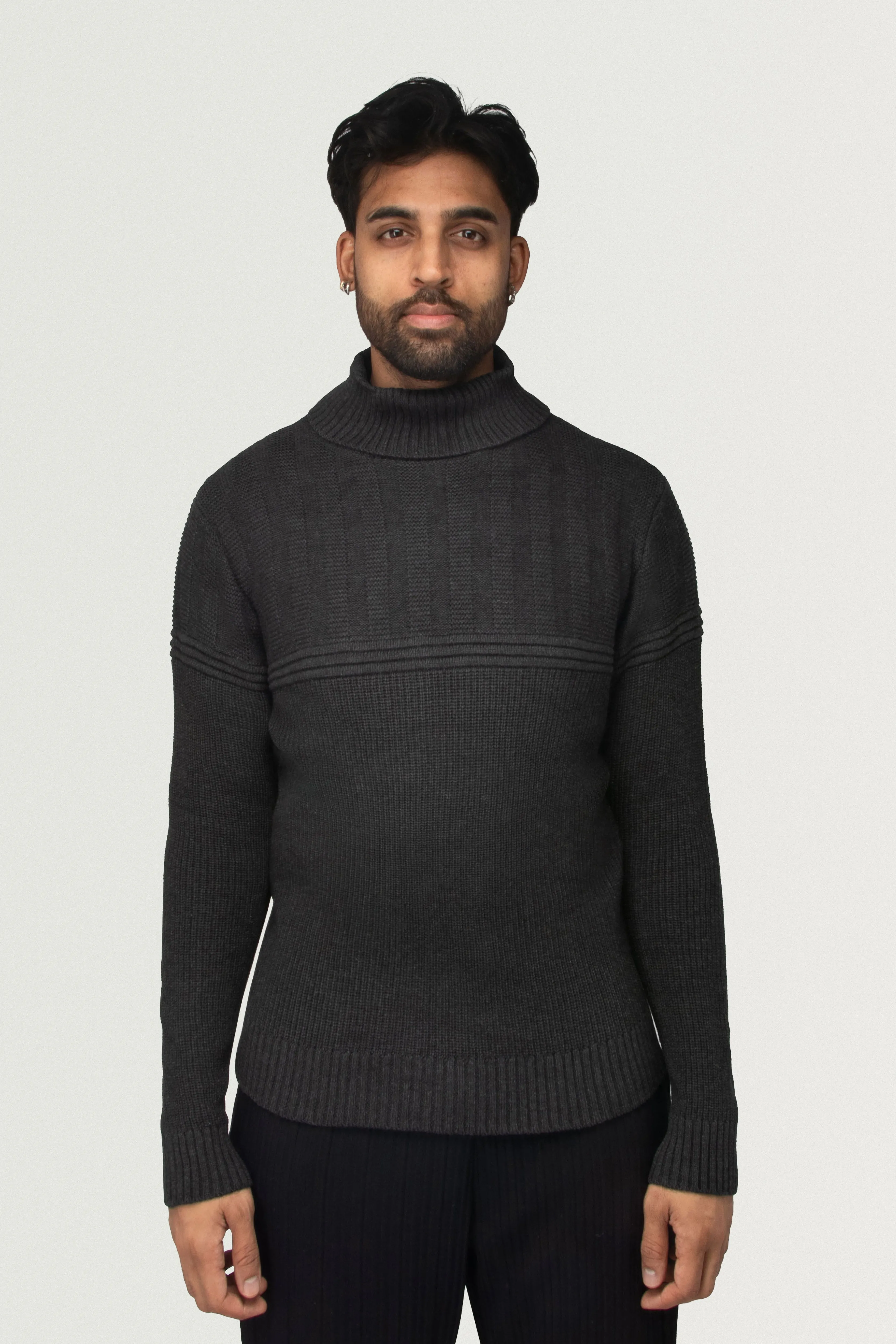 X RAY Men's Ribbed Pattern Turtleneck Fashion Sweater