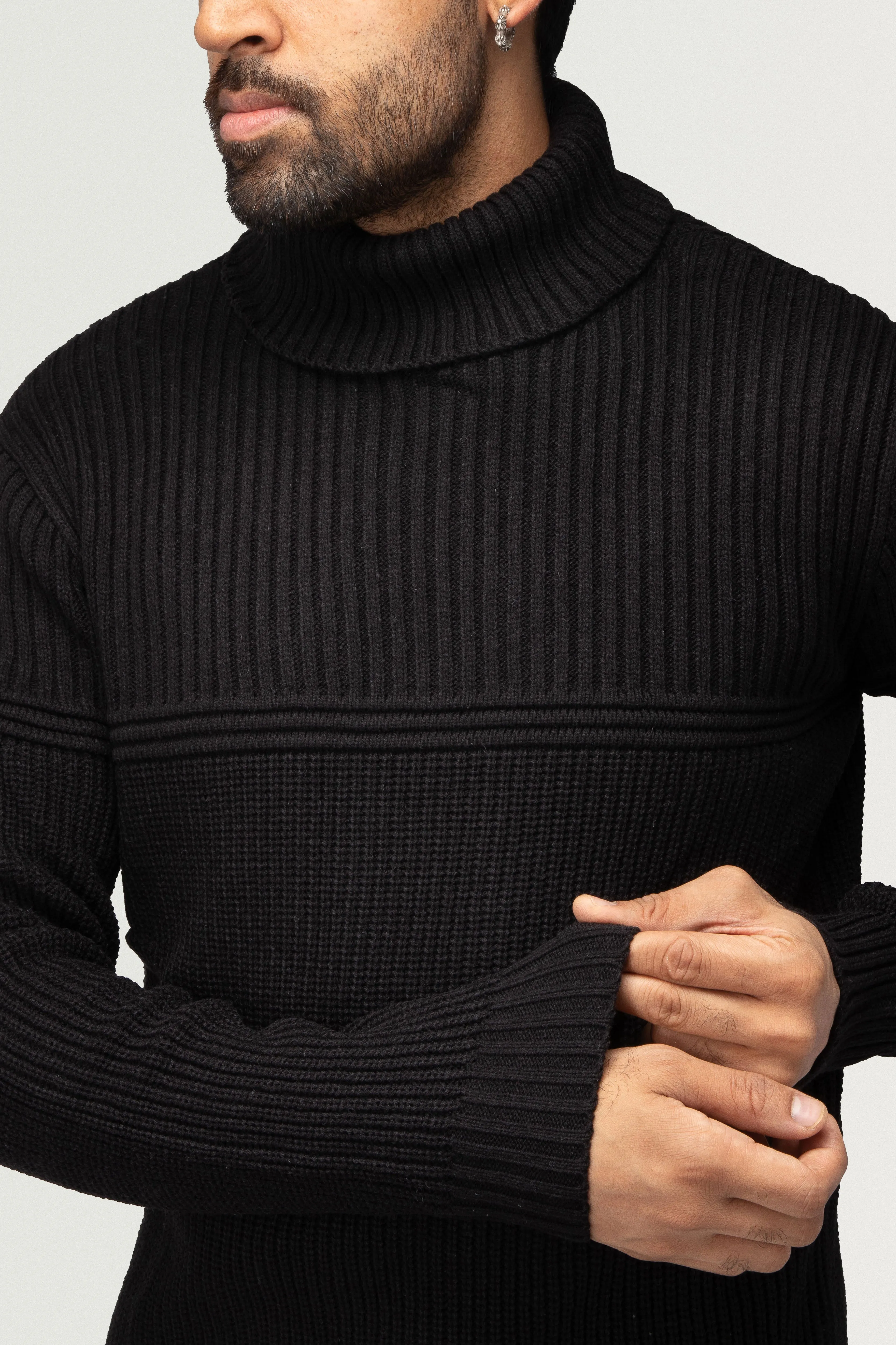 X RAY Men's Ribbed Pattern Turtleneck Fashion Sweater