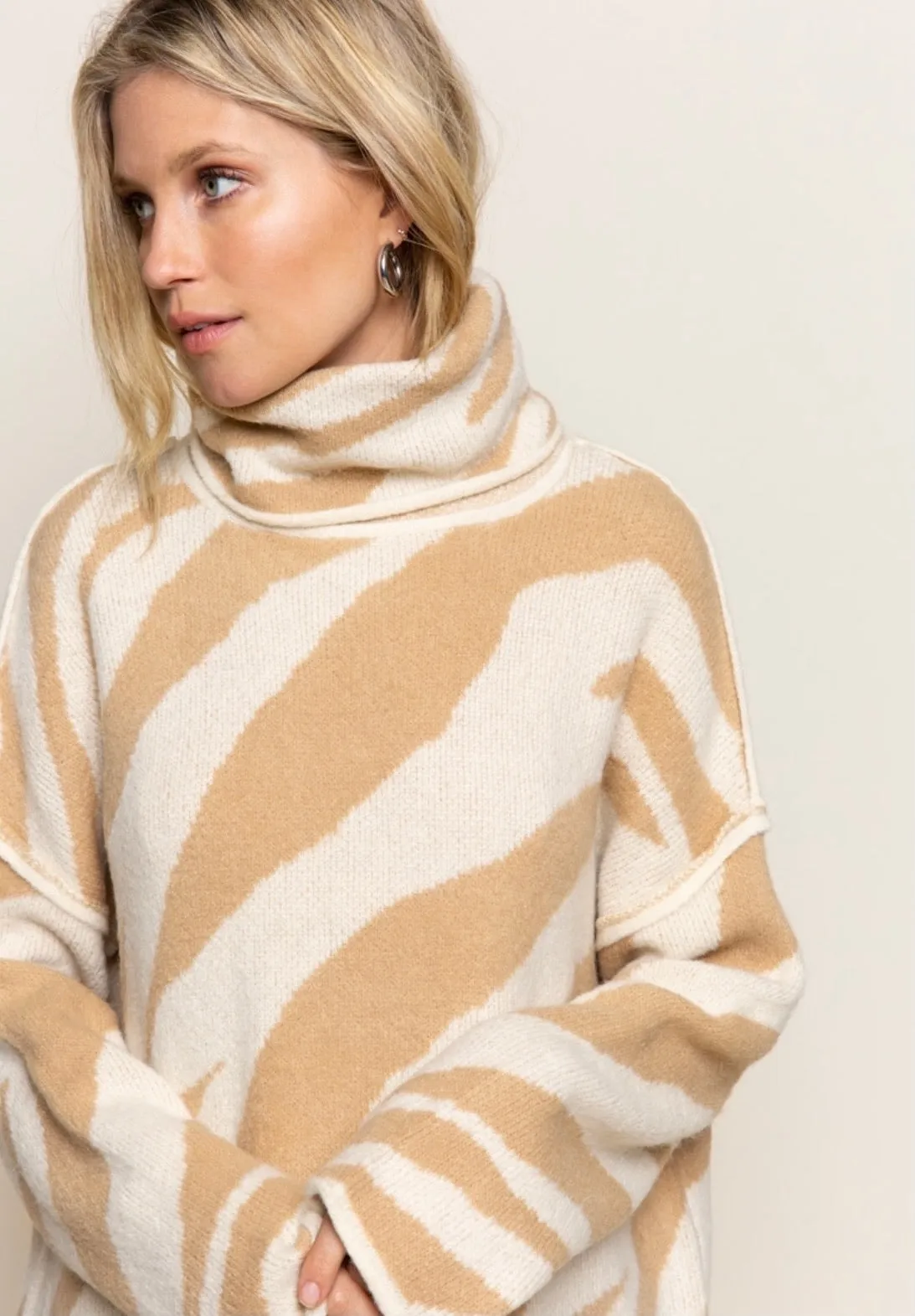 Zebra in Camel Sweater